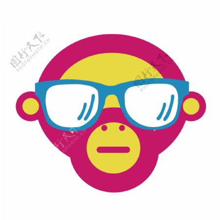 印花矢量图动物猴子生活元素眼镜免费素材