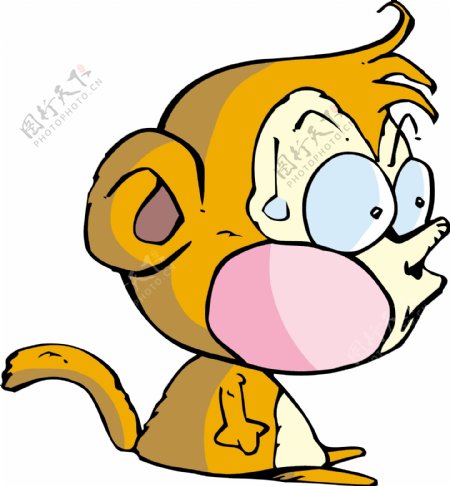 印花矢量图猴子可爱卡通色彩免费素材