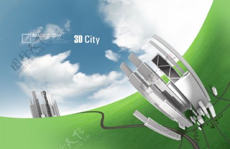 高清PSD分层素材新型城市