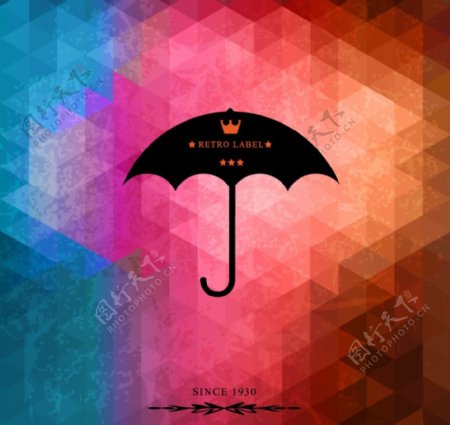 创意雨伞马赛克背景矢量素材