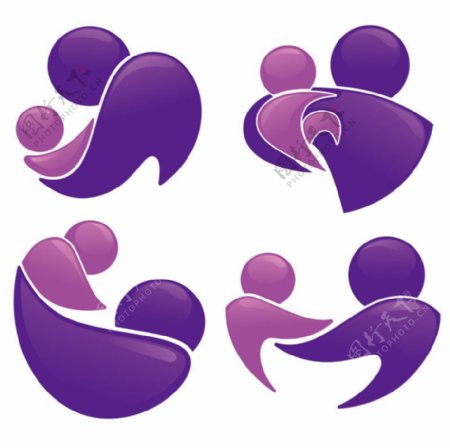 紫色母子标志符号矢量素材