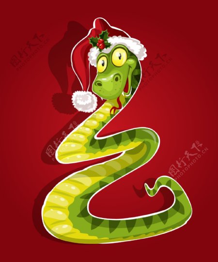 可爱卡通圣诞蛇矢量素材2