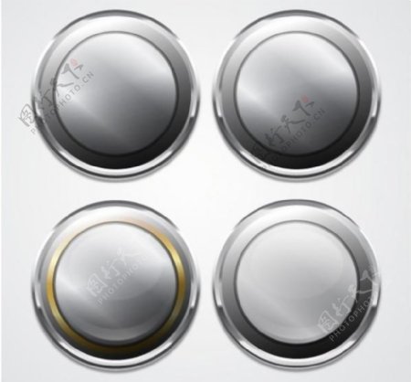 4金属的球状的界面按钮矢量集