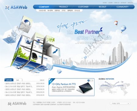 飞鸽商业设计公司网页模板图片