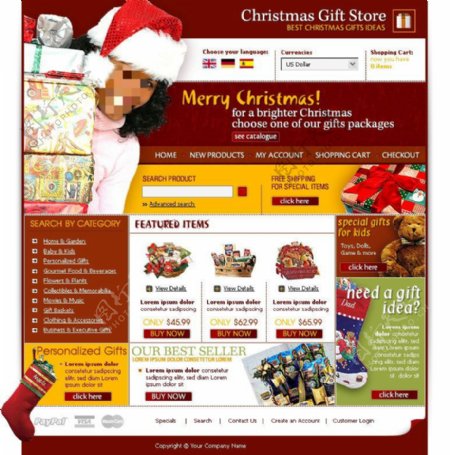 圣诞商城网页psd模板