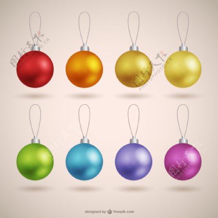 8款彩色圣诞吊球矢量素材