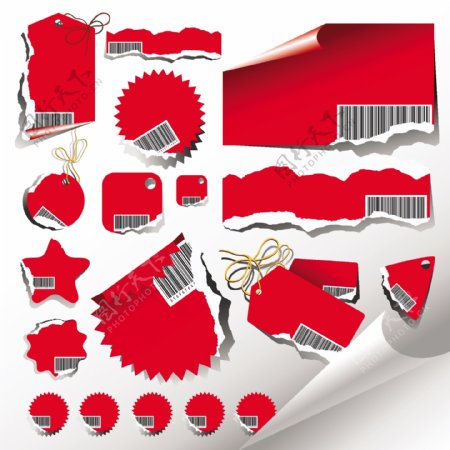 各种红色装饰label图形矢量素材