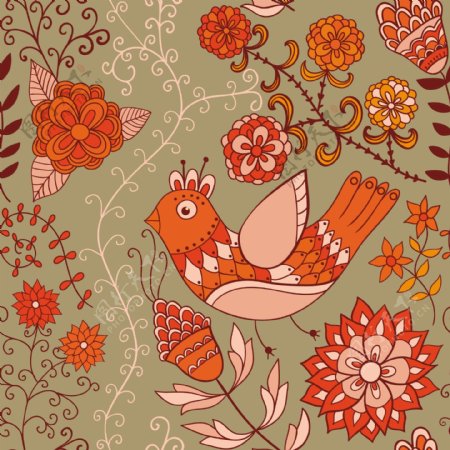 用鲜花和蝴蝶无尽的花卉图案的无缝模式的无缝纹理可用于墙纸