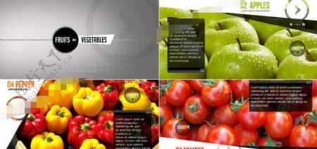 新鲜时尚的蔬果图文内容展示AE模板