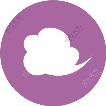 紫色背景云朵图标