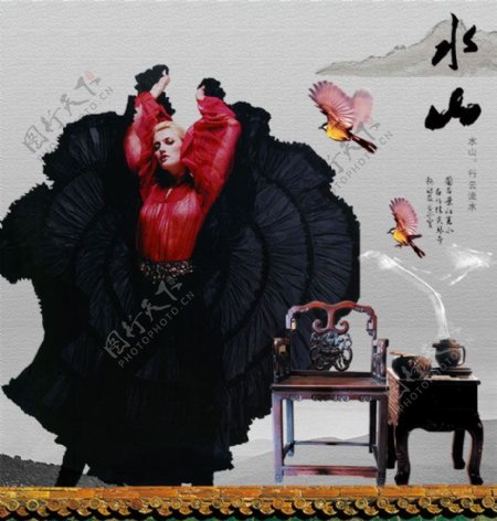 中国风服装封面海报