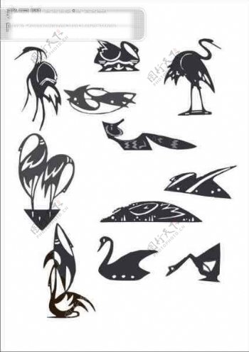 鹅与鹤的图案黑白图案系列