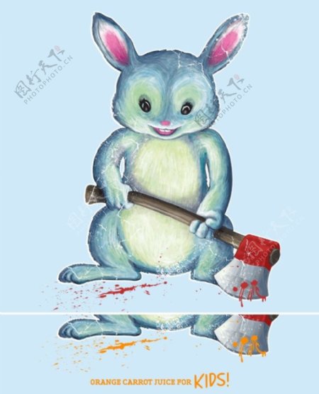 位图插画动物兔子斧头免费素材