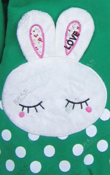 贴布女童卡通动物兔子白色免费素材