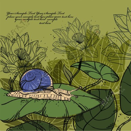矢量素材手绘线描植物花卉图片