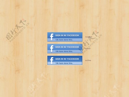 干净的facebook签像按钮设置PSD
