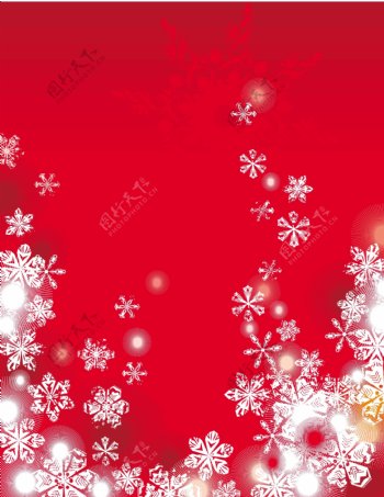 2个红色的圣诞雪花背景矢量素材