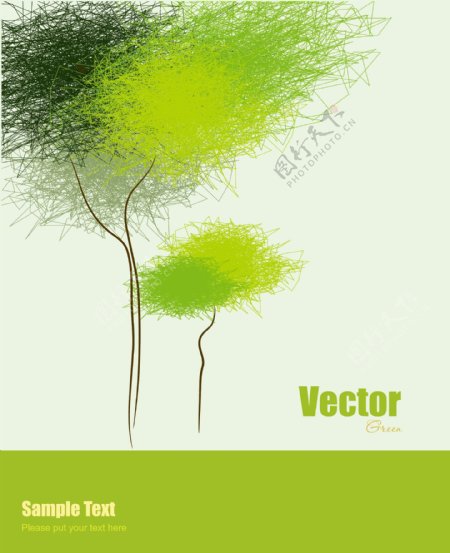 绿色抽象树背景矢量素材