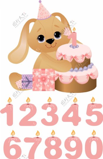 婴儿宝宝生日数字蛋糕卡特熊图片