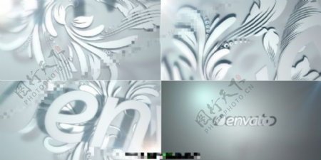 白色立体质感花纹生长logo演绎AE