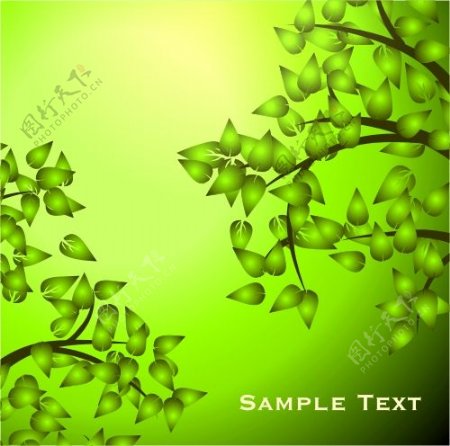 矢量素材绿色树叶春意背景