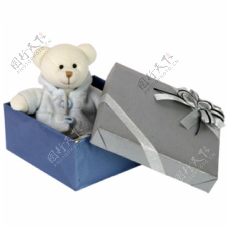 礼物礼品盒卡通熊蝴蝶结装饰品PSD分层素材源文件韩国花纹图库