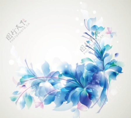 梦幻蓝色花卉背景