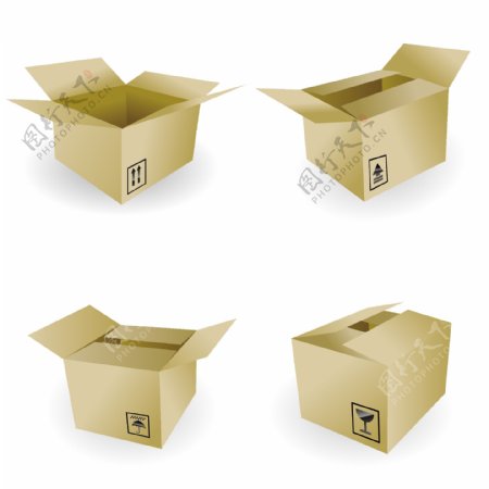 立体纸箱和常见纸箱标志矢量素材3