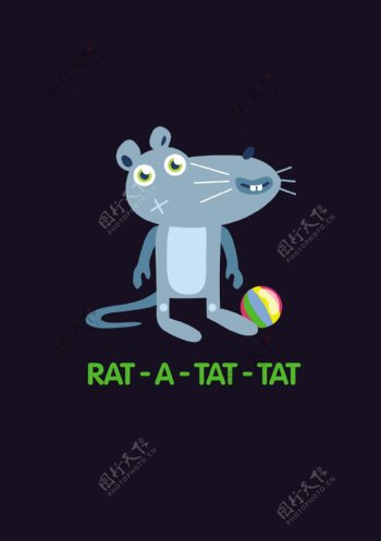 印花矢量图卡通动物老鼠图文结合rat免费素材