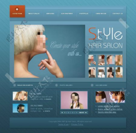 蓝色模特网站视频的模板