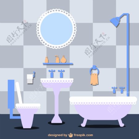 蓝色系浴室设计