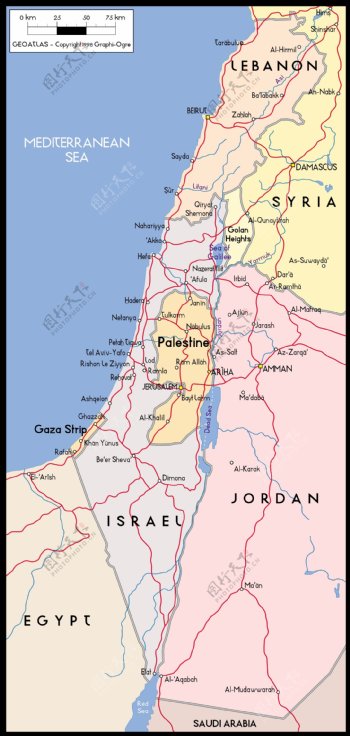 矢量世界地图精致的材料以色列palesti