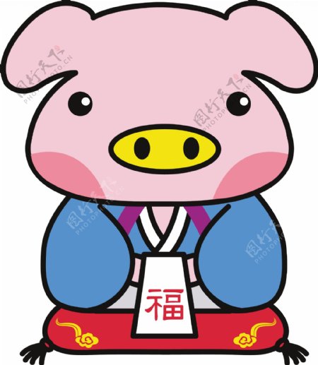 韩国春节福猪矢量图30