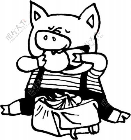 位图卡通动物剪影猪可爱卡通免费素材