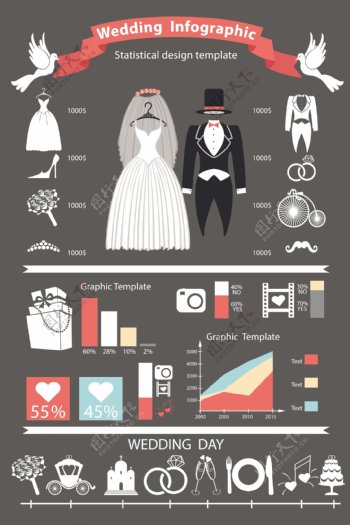 创意婚礼卡通元素矢量图