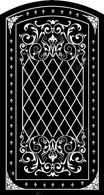 黑色和白色的欧式门花纹矢量素材3