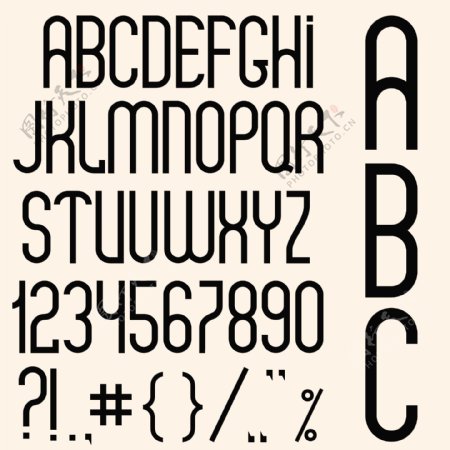 纤细的黑色字体的数字和标点符号