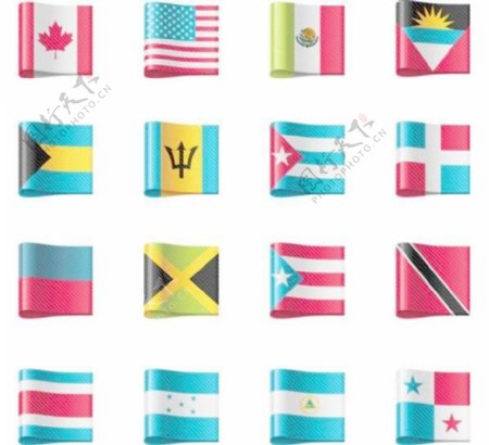 世界各国国旗标签矢量素材4