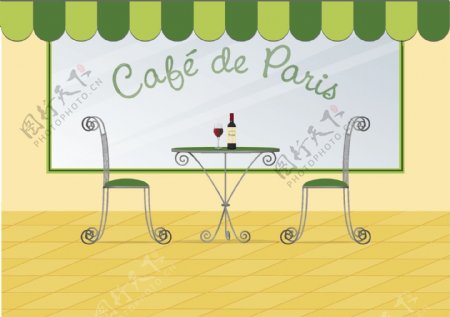 一个巴黎街头咖啡矢量图像