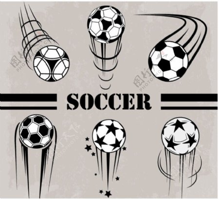 6款卡通动感足球设计矢量素材