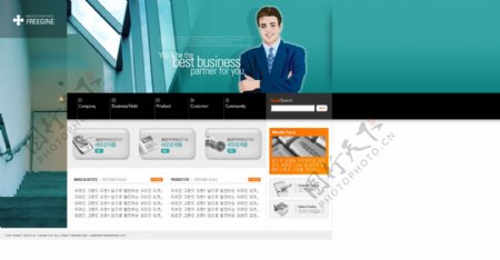 韩国白领商务企业免费网页模板图片