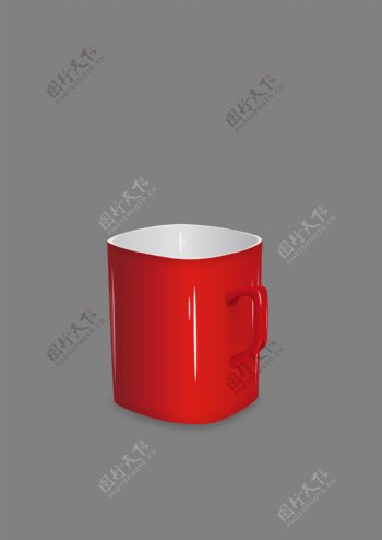 超质感矢量经典红色咖啡杯图片