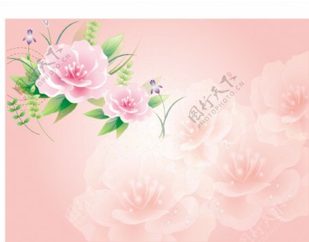 梦幻粉色花卉图案设计