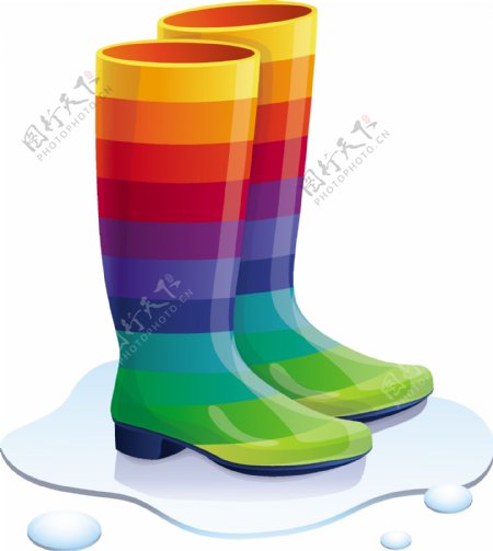 卡通彩虹雨靴矢量素材
