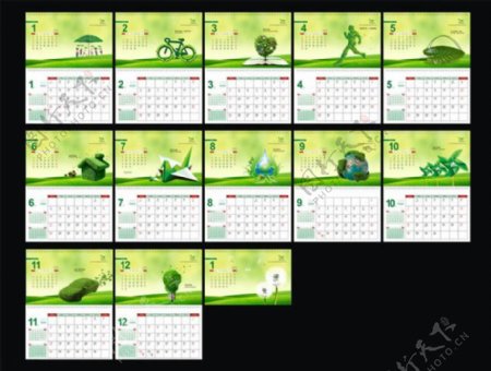2012年环保主题日历矢量图