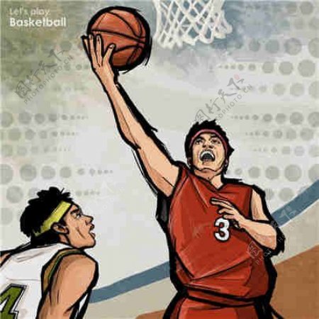 高清手绘篮球运动员素材