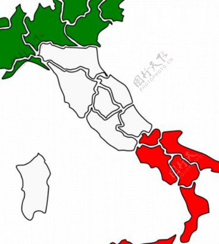 意大利的地图区域矢量图像