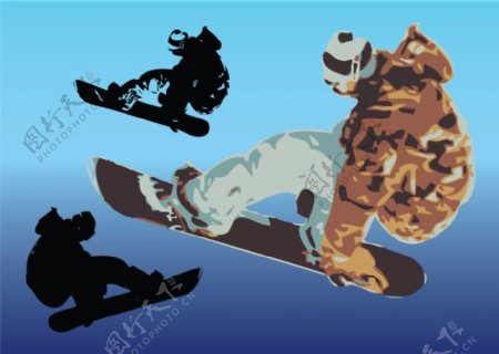 滑雪板运动矢量艺术