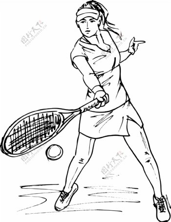 用网球拍矢量插画的女人示意图