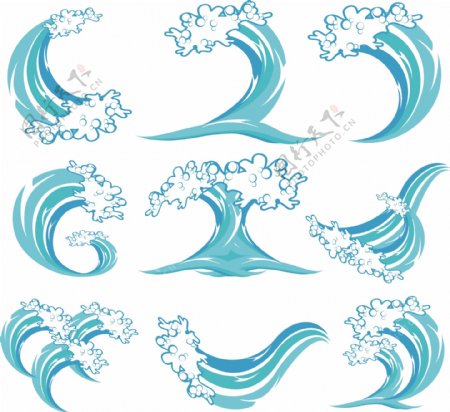 矢量素材蓝色海浪的图形